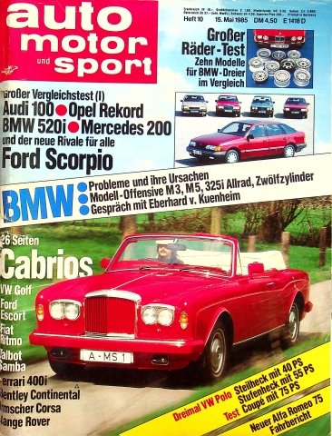 Deckblatt Auto Motor und Sport (10/1985)